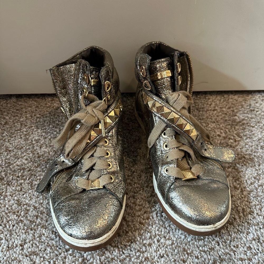MK metallic gold sneakers